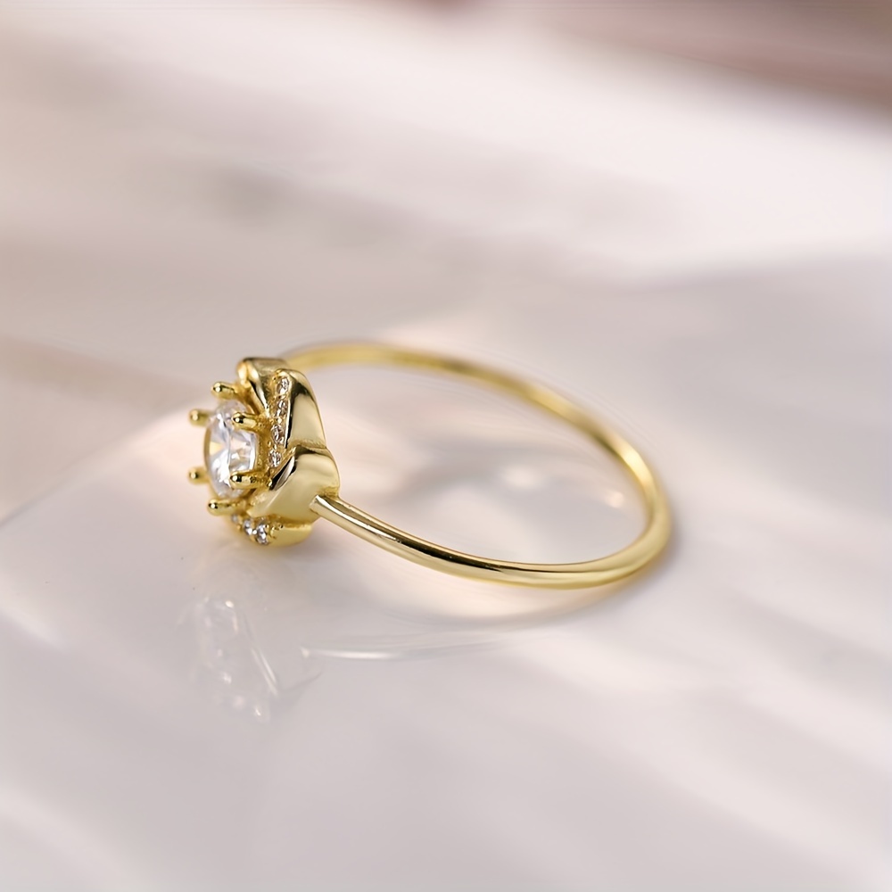 925 Silver Rose Ring with Zirconia Stones